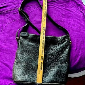 Coach zippered bucket pebbled cross body bag